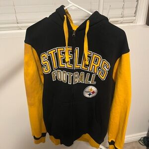 Pittsburgh Steelers NFL Full Zip Hoodie Black Yellow Football Jacket Sweatshirt
